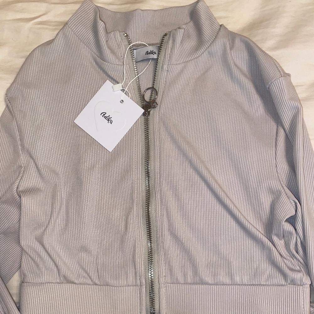 Adika Light Grey Zip Up Top
